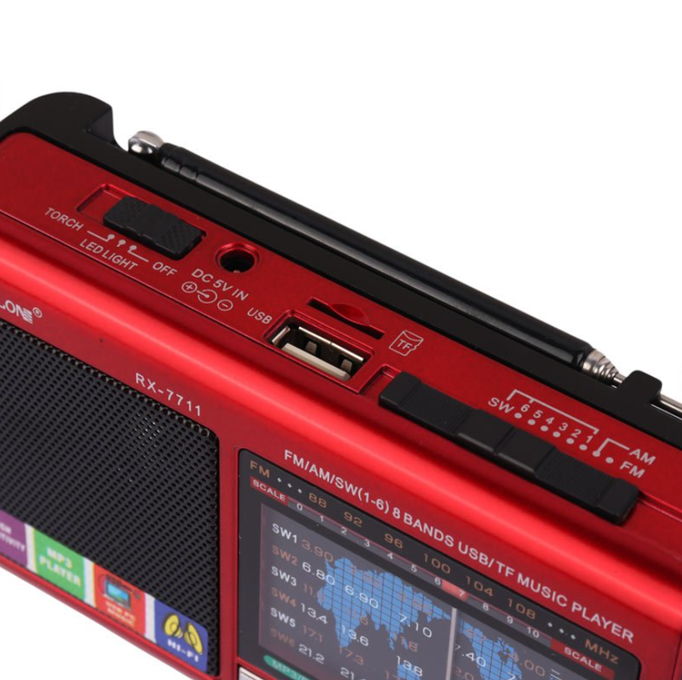 نمای پورت ها رادیو اسپیکر گولون مدل BT 7711 نمای پشت جا باطری باز