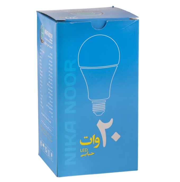 بسته بندی لامپ ۲۰ وات ال ای دی نیکا نور بسته 5 عددی