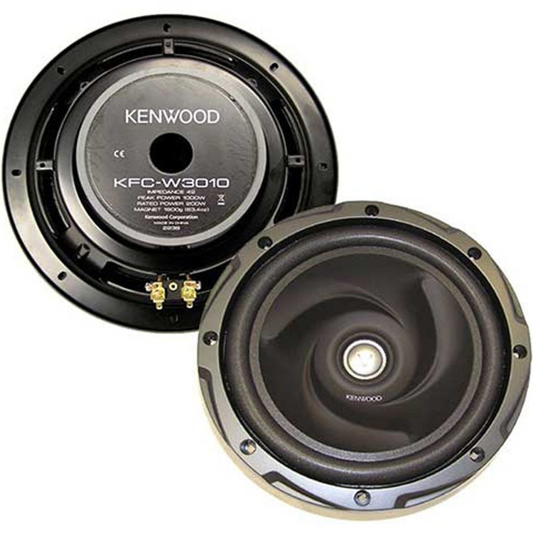 جلو و پشت ساب ووفر کنوود KFC-W3010 ظرفیت ۲۰۰ وات سایز ۱۲ اینچ