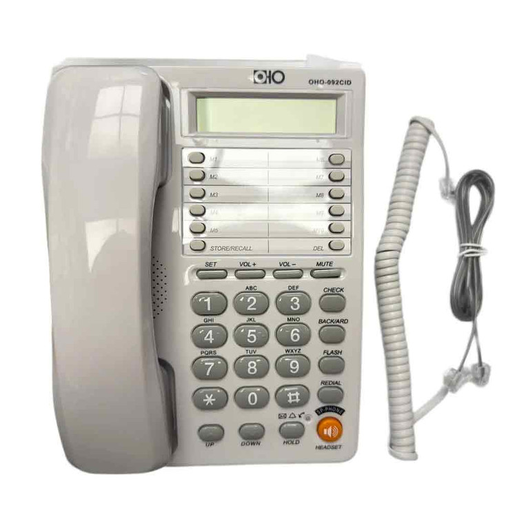 تلفن رومیزی OHO مدلOHO-092CID همراه سیم ها که با بسته می ایند